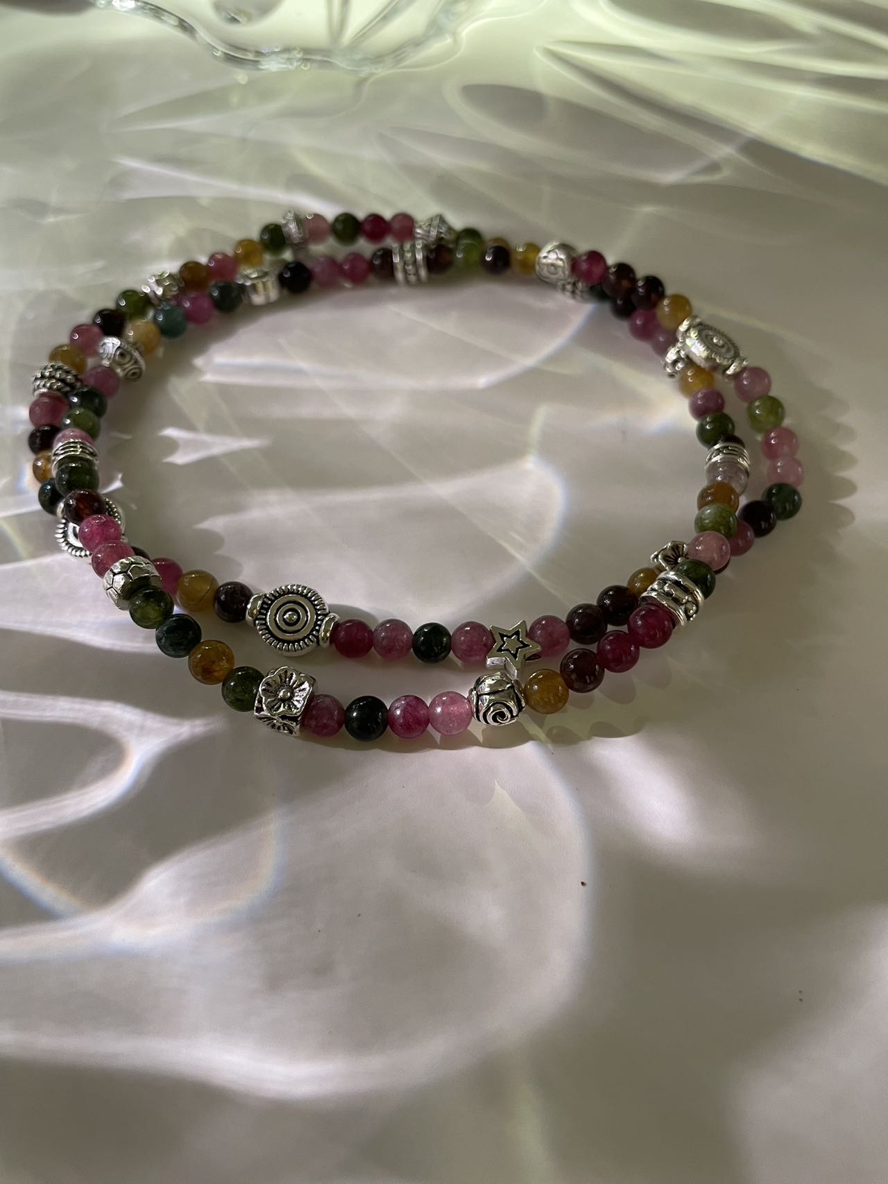 Lucky Multi Tourmaline Necklace Enhance Happy Strength Positive Energy& Healing