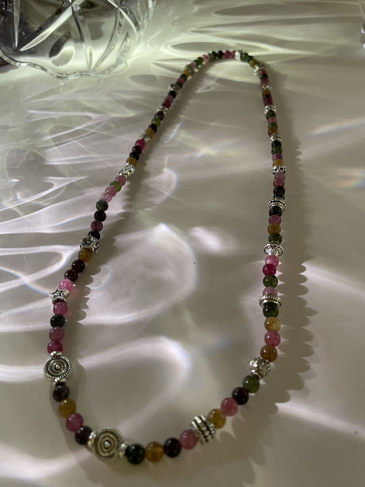 Lucky Multi Tourmaline Necklace Enhance Happy Strength Positive Energy& Healing