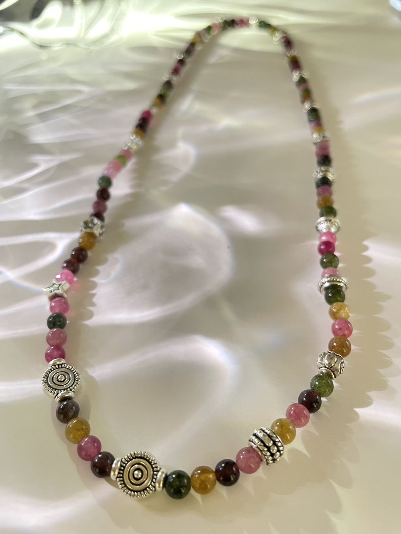 Lucky Multi Tourmaline Necklace Enhance Happy Strength Positive Energy& Healing