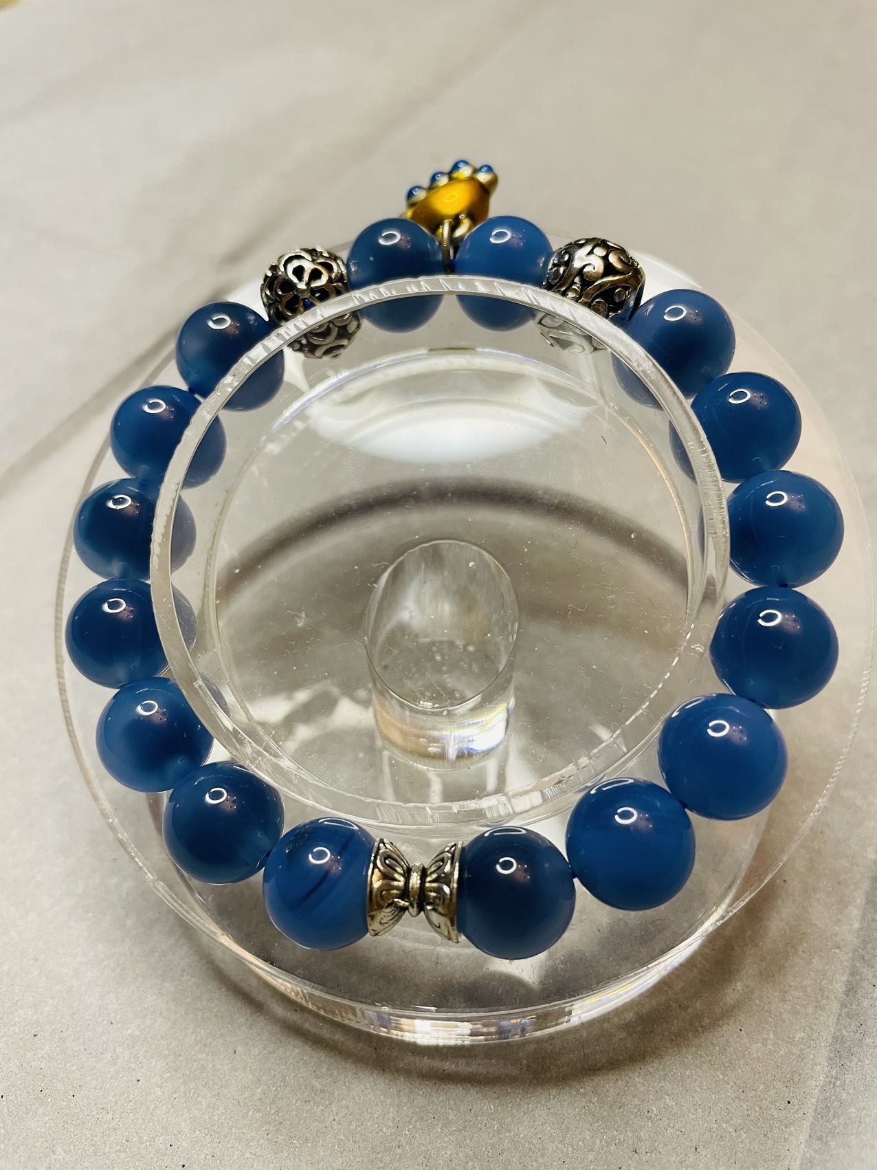 Lucky Blue Candy Agate Harmony Strength Positive Energy Healing Bead Bracelet