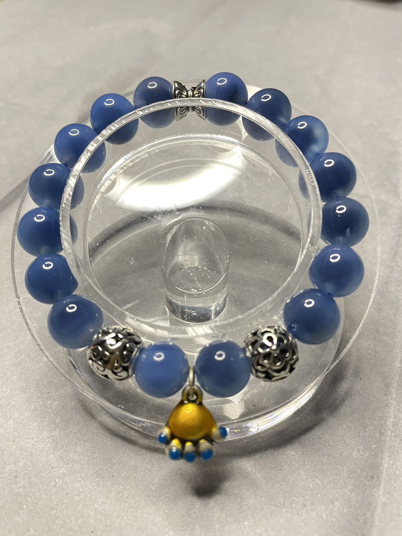 Lucky Blue Candy Agate Harmony Strength Positive Energy Healing Bead Bracelet